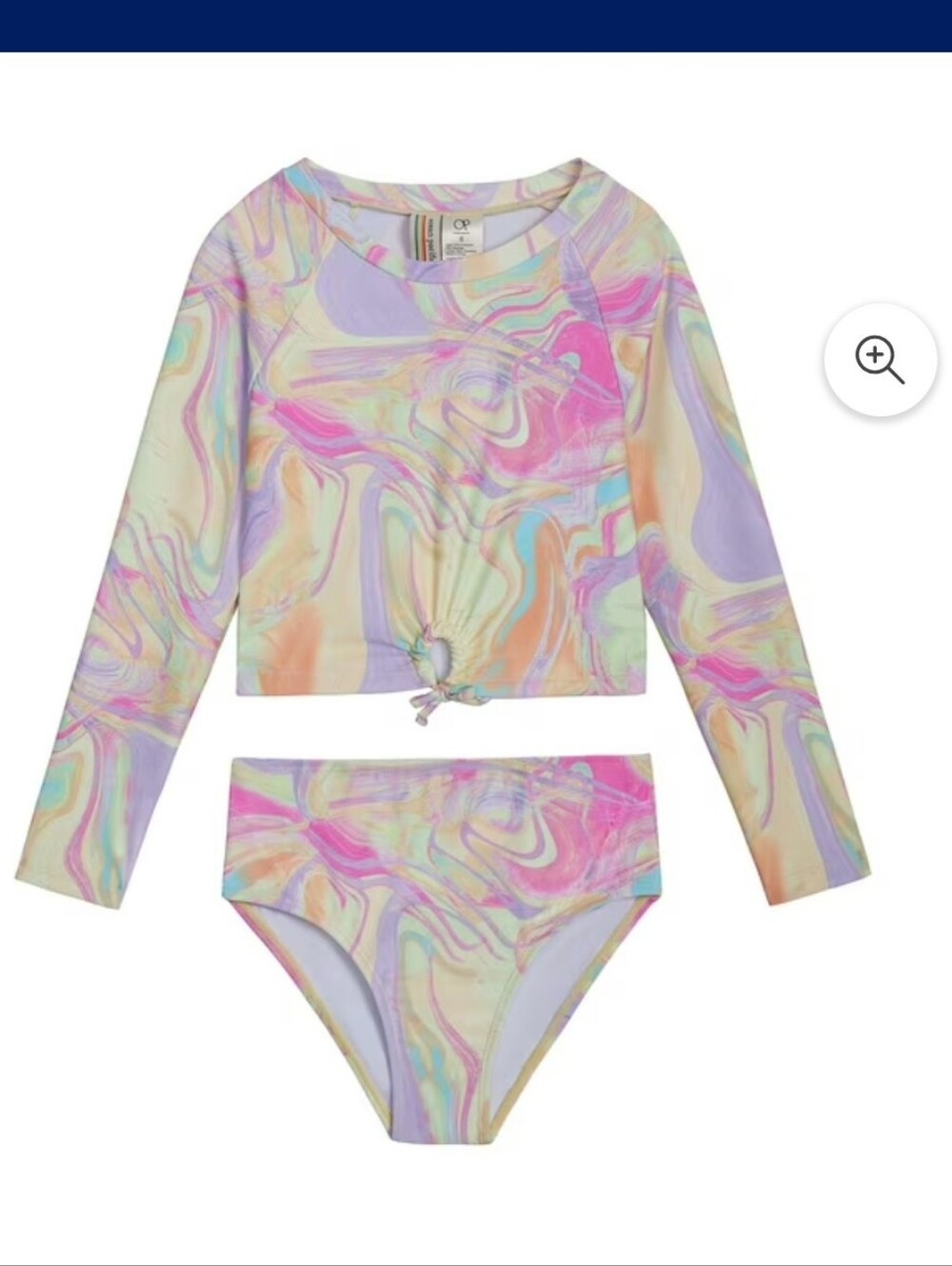Ocean Pacific Girls' Long Sleeve Rash Guard Swimsuit Set